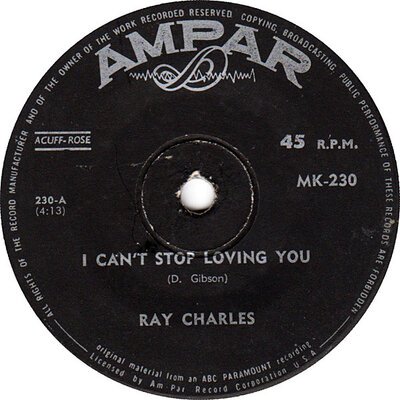 Ray Charles - I Can't Stop Loving You / Born To Lose (7")-7"-(45's)-Tron Records